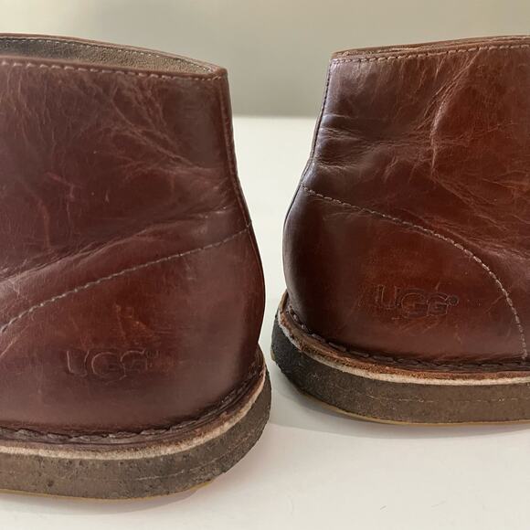 UGG Chukka Boot Size 11.5 Leighton Brown Leather Laceup - Picture 7 of 16